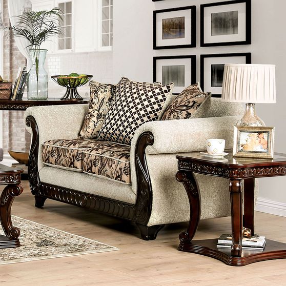Beige/Brown Traditional Love Seat