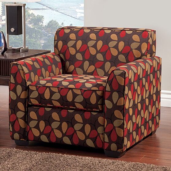 Transitional style patterned fabric chair