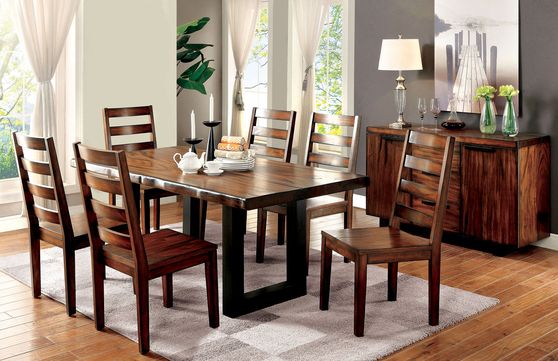 Casual style warm oak finish dining table
