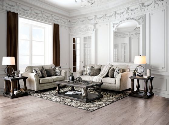 Chenille transitional US-made light gray sofa
