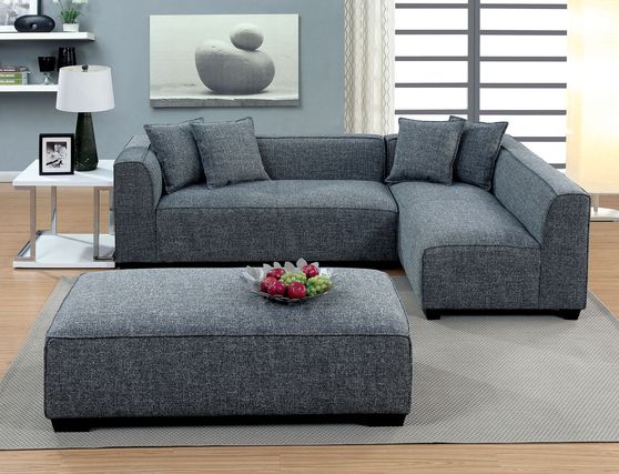 Low profile blended linen fabric sectional