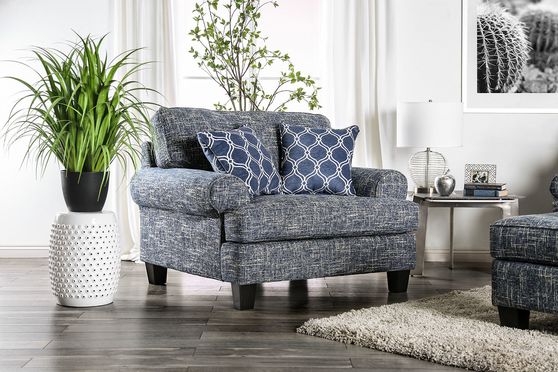 US-made casual transition style blue fabric chair