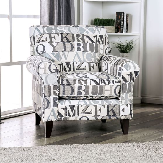 Bluish Gray linen-like fabric casual style chair