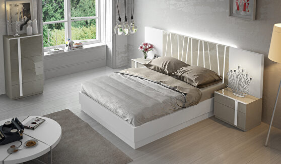 Light headboard contemporary sleek bed
