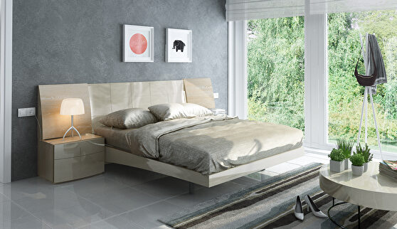 Contemporary tan high-gloss special order king bed