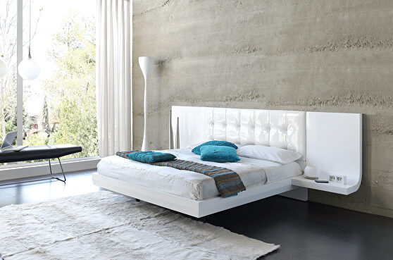Contemporary white bed in low profile