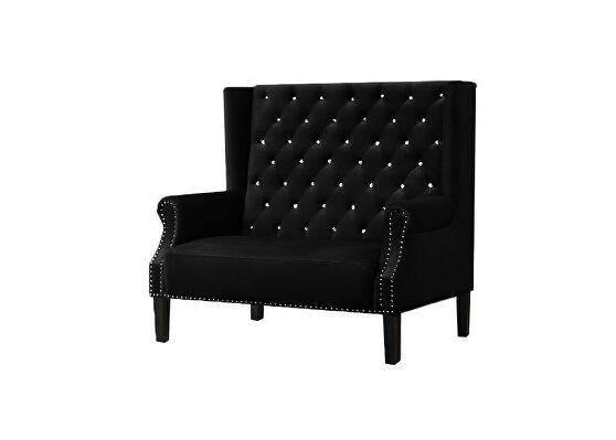 Tall tufted bench / settee in glam style w/ tufted seats