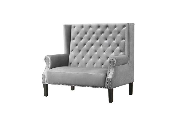 Tall tufted bench / settee in glam style w/ tufted seats