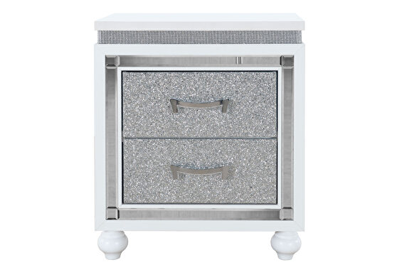 White night stand with crystals in glam style