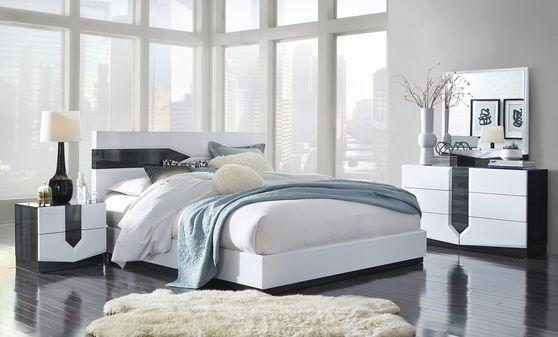 White/gray ultra-modern platform bed