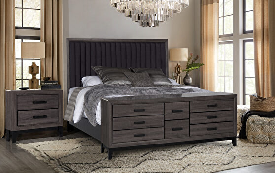 Foil gray / faux marble contemporary bed