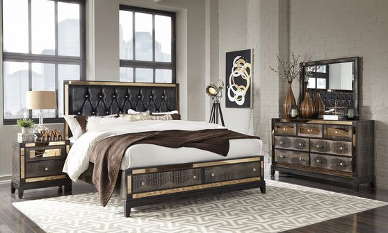 Luxurious golden mirrored accents bed