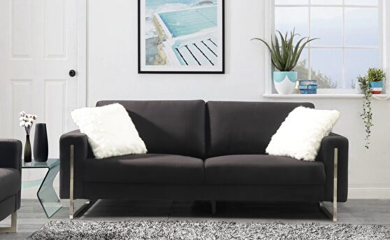 Elegant contemporary black fabric modern sofa