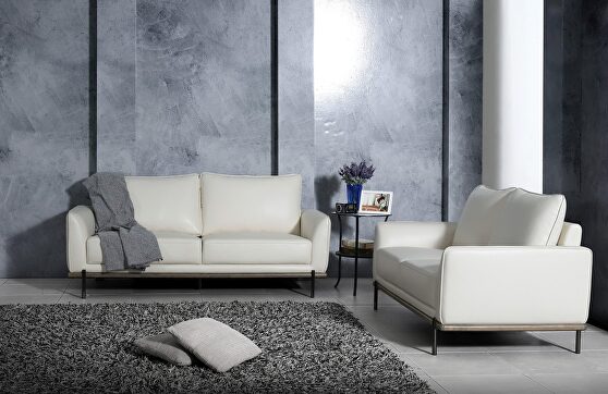 White leather gel low profile contemporary sofa