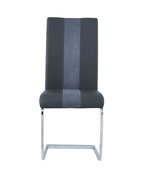 Gray / chrome dining chairs pair