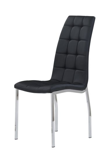 Black pu leather tufted back dining chair