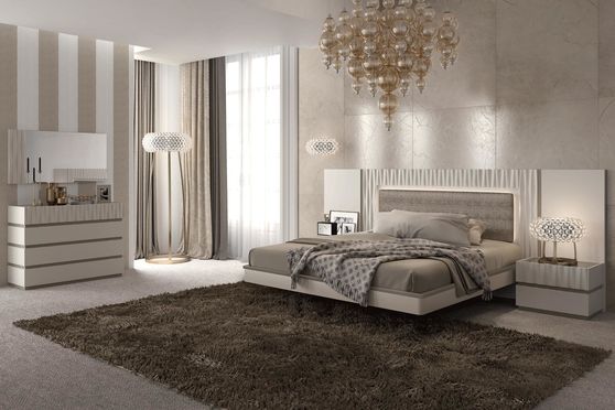 Contemporary light beige / tan European style bedroom