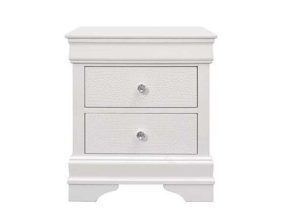 White crocodile leather insert nightstand