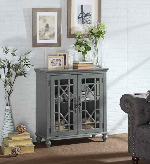 Antique gray accent cabinet