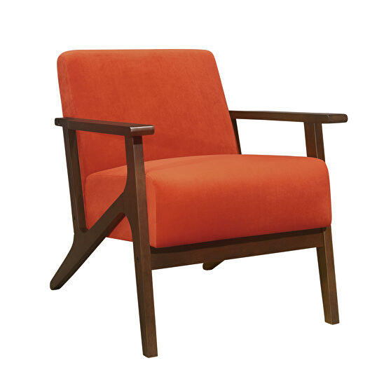 Orange velvet accent chair