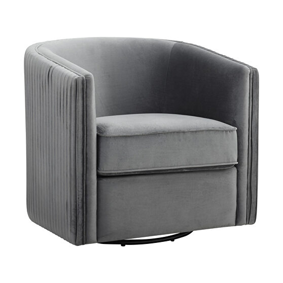 Gray velvet upholstery swivel chair