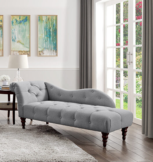 Dove gray textured fabric upholstery chaise