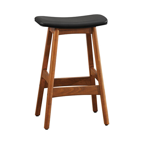 Matt black faux leather upholstery counter height stool