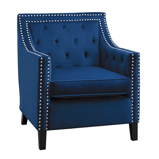 Navy velvet fabric upholstery accent chair