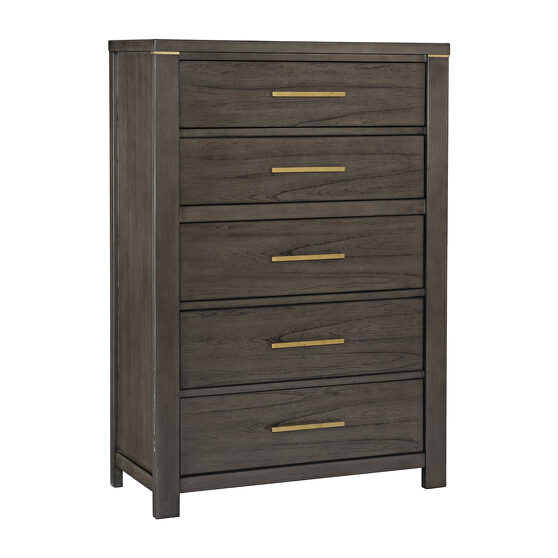 Brownish gray with gold finished hardware chest