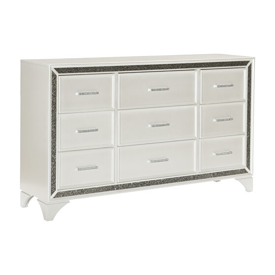Pearl white metallic finish dresser