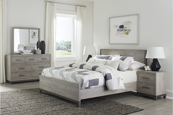 Light gray and gray finish queen bed