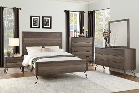 3-tone gray finish queen bed