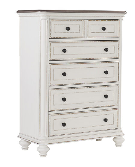Antique white and brown-gray finish chest