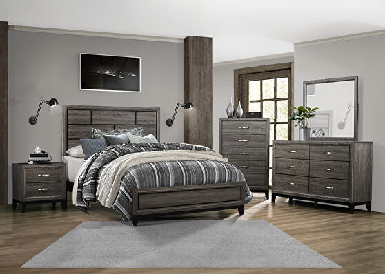 Gray finish modern styling queen bed