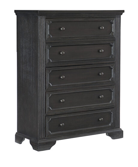 Wire-brushed charcoal finish chest