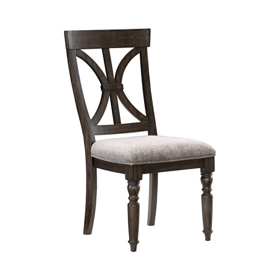 Driftwood charcoal finish and gray fabric upholstery side chair