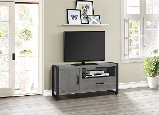 Brown and gunmetal finish 51 TV stand