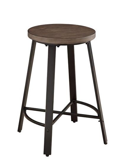 Burnished brown wood finish and gray metal finish counter height stool