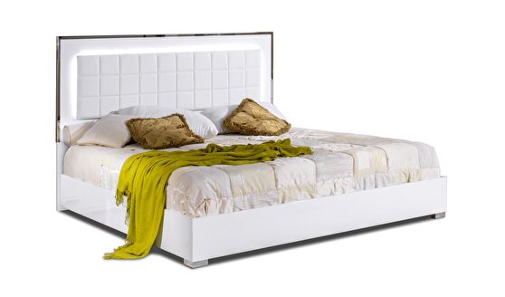 White high gloss finish contemporary ful size bed