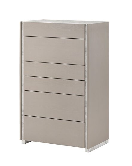 Luxurious matte white marble veneer tops chest