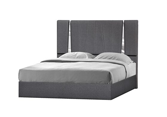 Contemporary charcoal low-profile bed