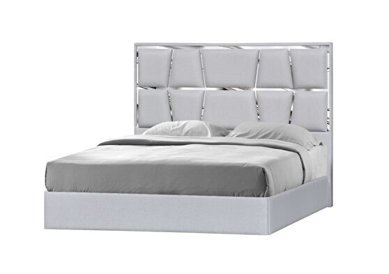 Contemporary silver low-profile bed