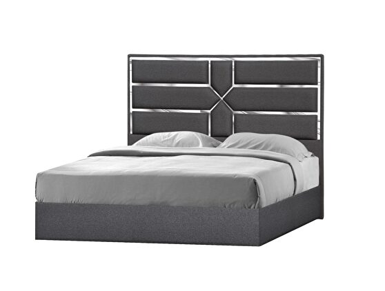 Contemporary charcoal low-profile bed