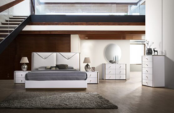 Low-profile quality white bedroom
