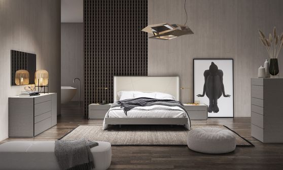 Gray glossy ultra-modern platform bed