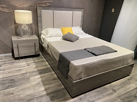 Contemporary design gray king size bed