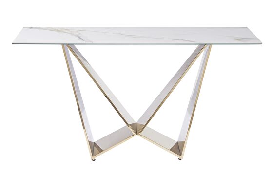 Ceramic top golden legs console table