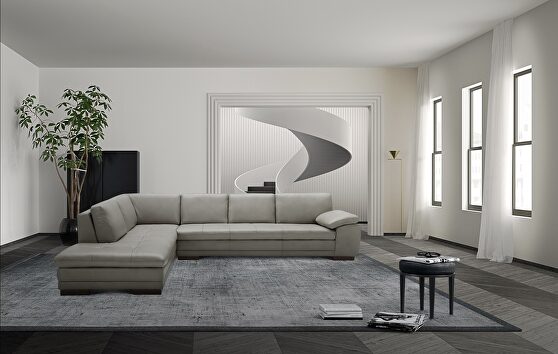 Gray full Italian leather sectional sofa