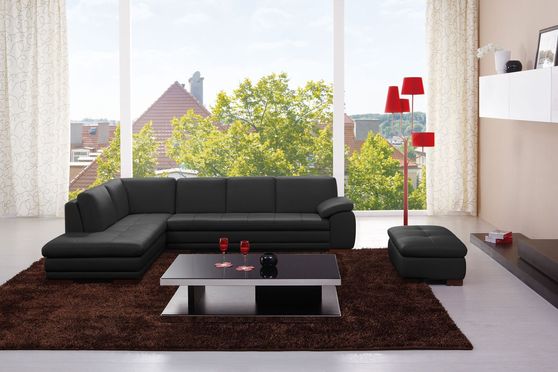 Black full Italian leather sectional sofa