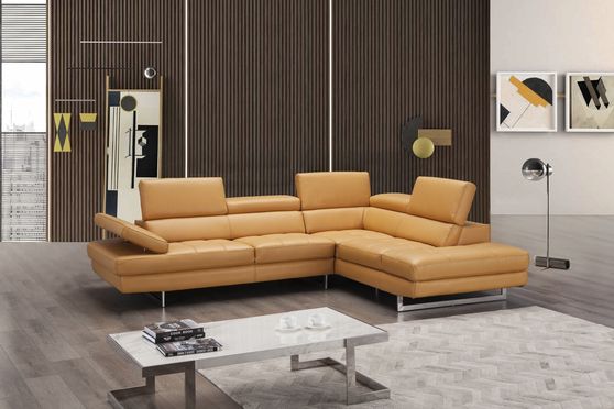 Adjustable armrests compact freesia leather sectional